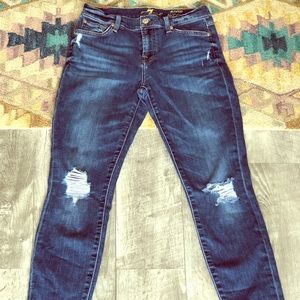 7 For All Mankind Distressed Ankle Skinny Jeans